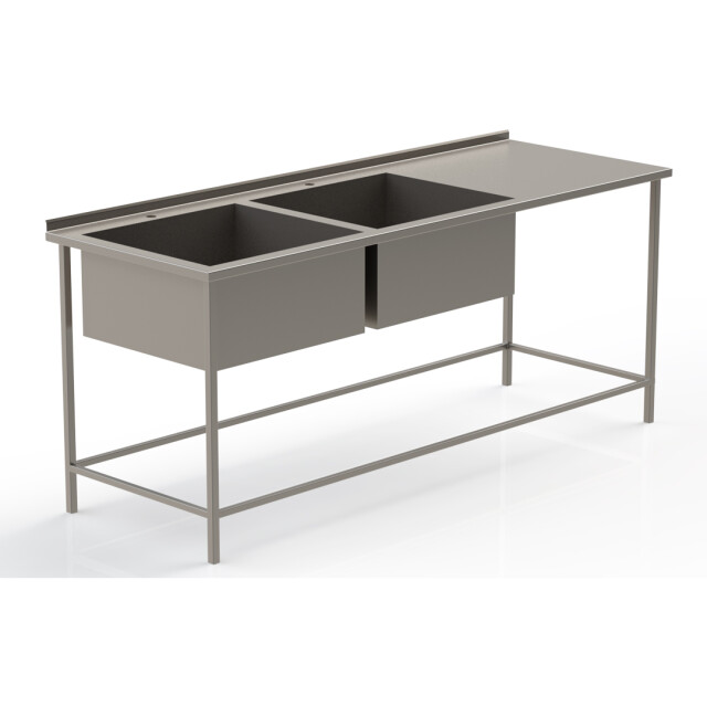 Chiuvetă din oțel inoxidabil cu două cuve si spațiu de lucru 950*600*850