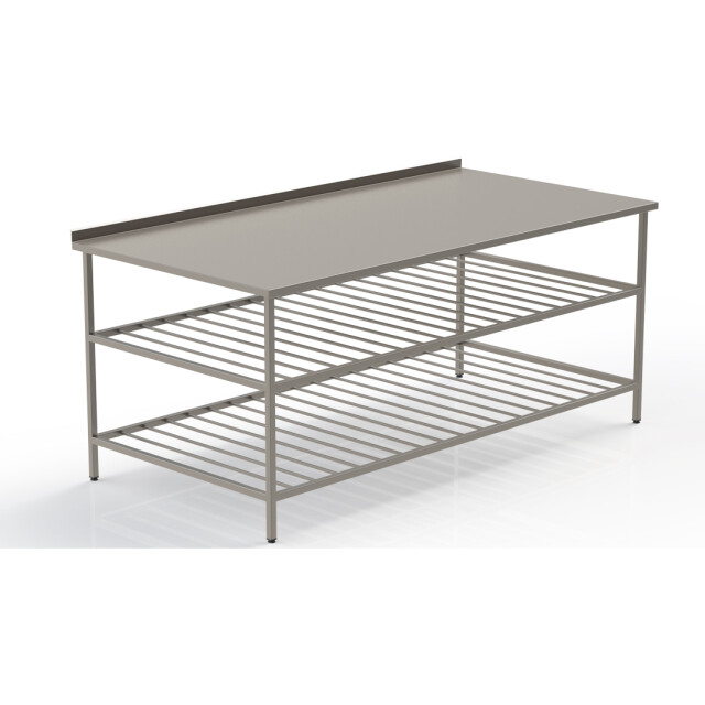 Stainless steel table with 2 lattice bottom shelf 600*600*850